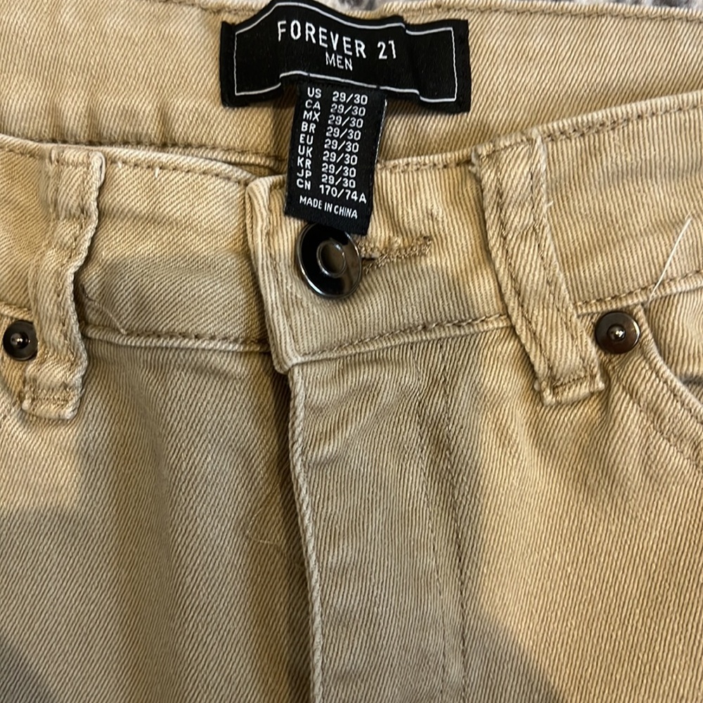 BUNDLE Zara army green & Forever 21 Men Khaki distressed denim - Picture 3 of 10
